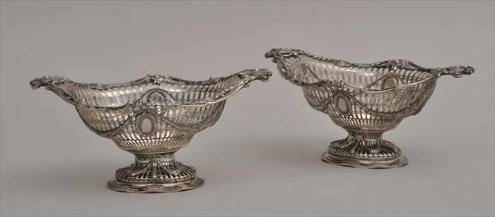 Appraisal: PAIR OF VICTORIAN SILVER SHORT STEMMED BASKETS Maker's mark GF