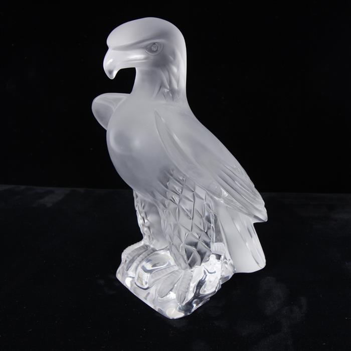 Appraisal: Lalique Crystal Partially Frosted Eagle Signed on base H x