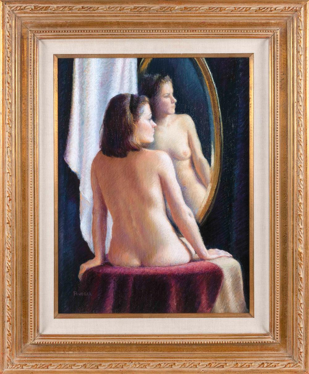 Appraisal: PAMELA PINDELL MASSACHUSETTS INDIANA B NUDE SEATED AT A MIRROR