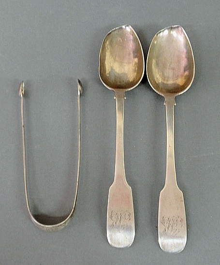 Appraisal: Pair of coin silver tablespoons marked J Lownes l and