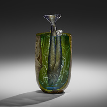 Appraisal: Hiroshi Yamano FISH CATCHER blown and hot-sculpted glass with silver