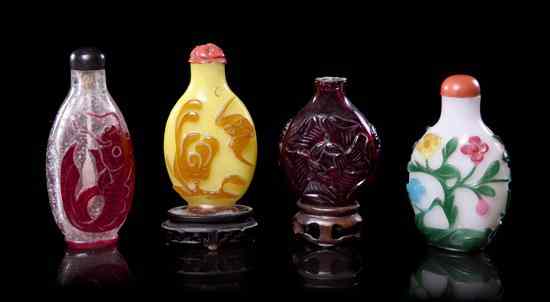 Appraisal: A Group of Four Glass Snuff Bottles comprising a six