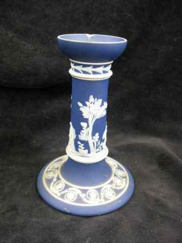 Appraisal: Wedgwood Dark Blue JasperwareCandlestick '' maidens cherubs in garden rim