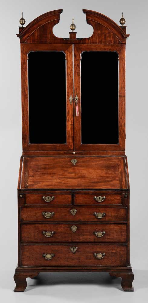 Appraisal: Queen Anne Mahogany Desk and Bookcase British th century upper