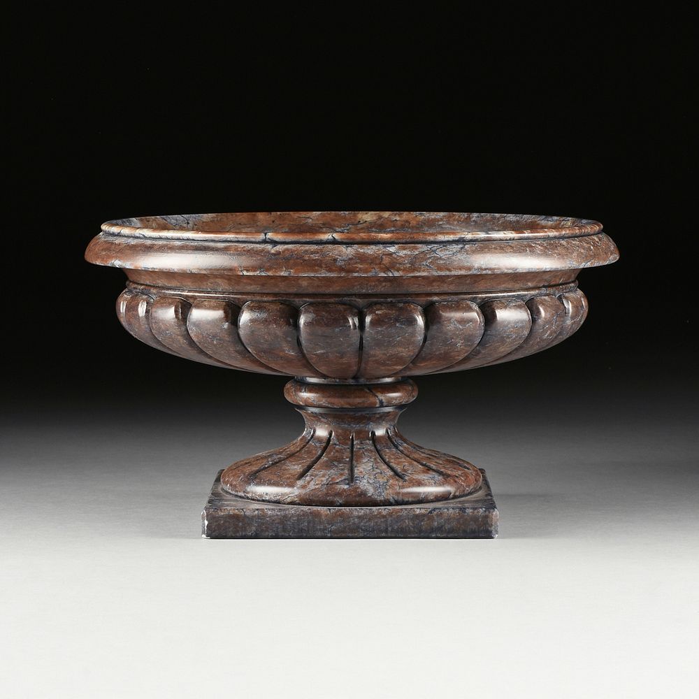 Appraisal: A BROWN MARBLE TAZZA URN SPANISH EARLY MID TH CENTURY