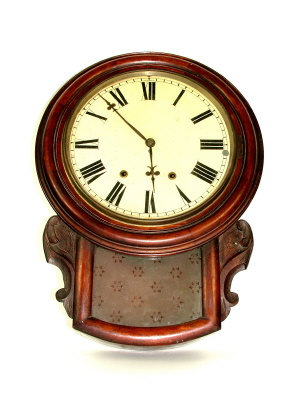 Appraisal: A th century mahogany cased trunk-dial wall clock with painted