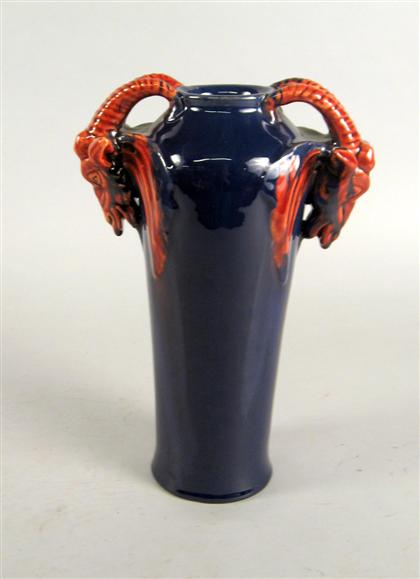 Appraisal: Art nouveau Danish ceramic blue and red vase michael anderson