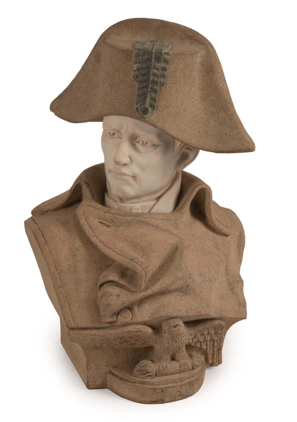 Appraisal: Cast Stone and Marble Bust of Napoleon Bonaparte with Imperial