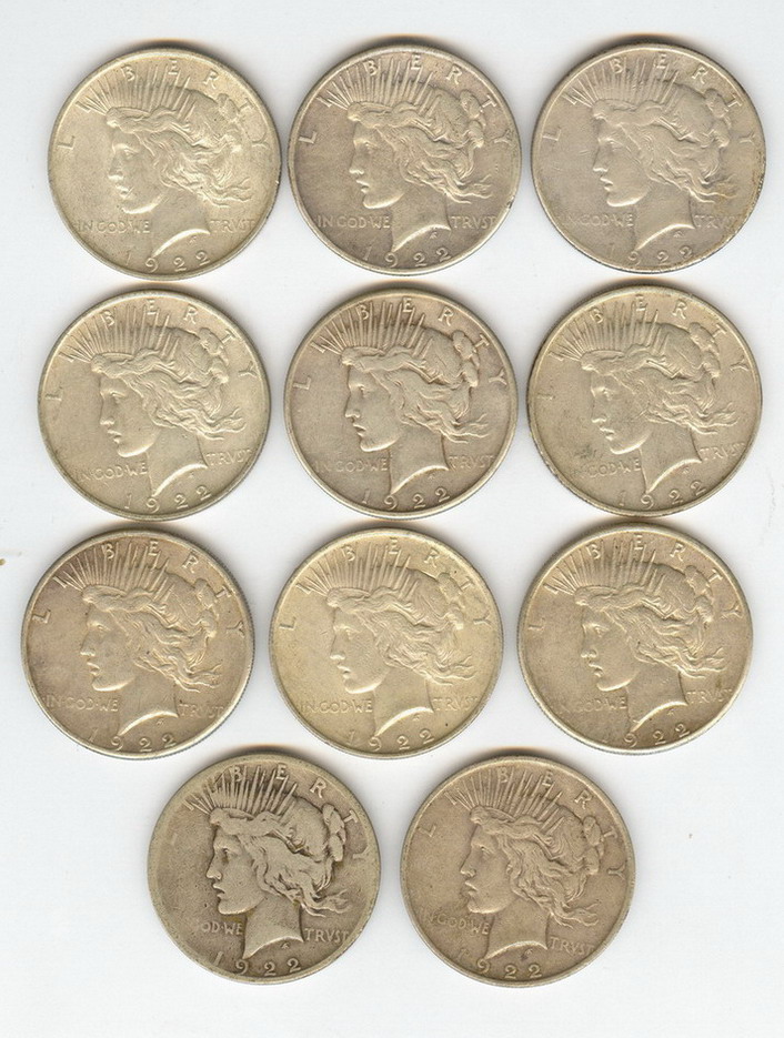 Appraisal: U S SILVER PEACE DOLLARS Estate coins s