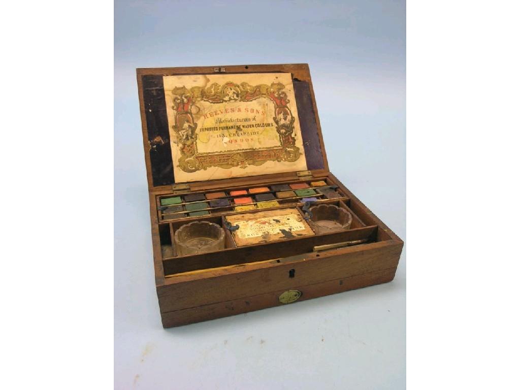 Appraisal: A Victorian Reeves Sons artist's paint box mahogany with flush-fitting