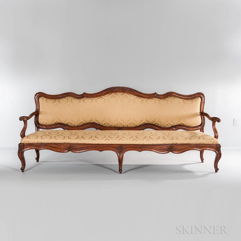 Appraisal: Louis XV Provincial Walnut Canape Louis XV Provincial Walnut Canape