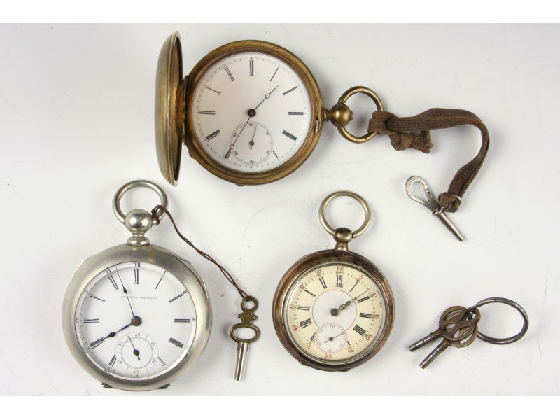 Appraisal: Three Antique Key-Wound Pocket Watches the first a -size American