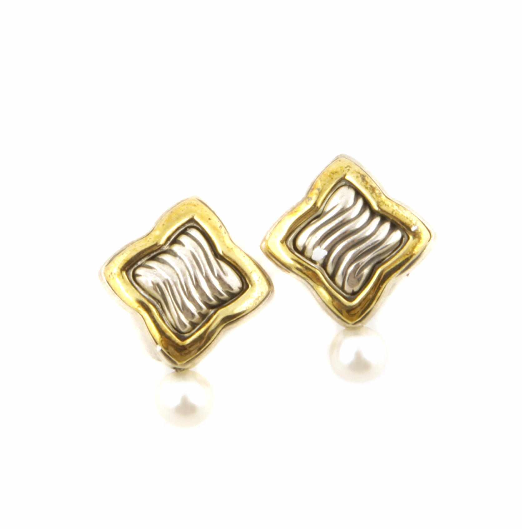 Appraisal: A pair of cultured pearl k gold and silver earrings