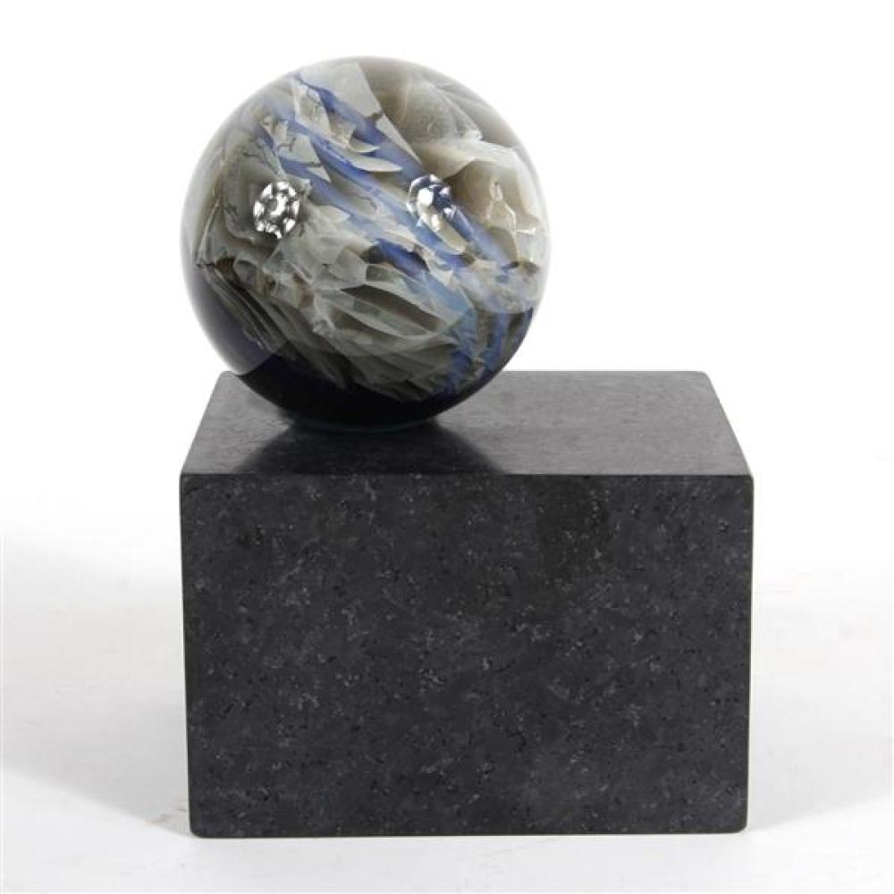 Appraisal: AMERICAN STUDIO ART GLASS GAZING BALL SPHERE SCULPTURE ON POLISHED