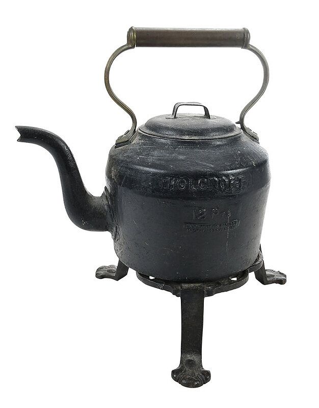 Appraisal: Cast Iron Holcroft Kettle and Trivet British th century with