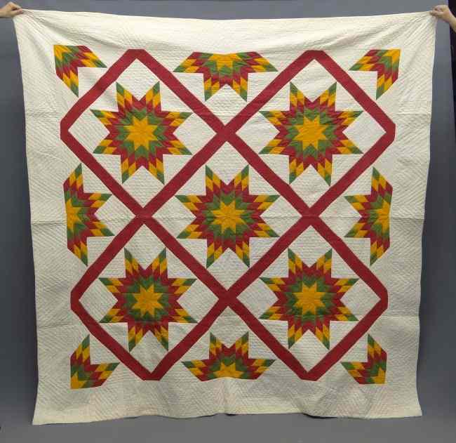 Appraisal: th c star applique quilt '' x ''