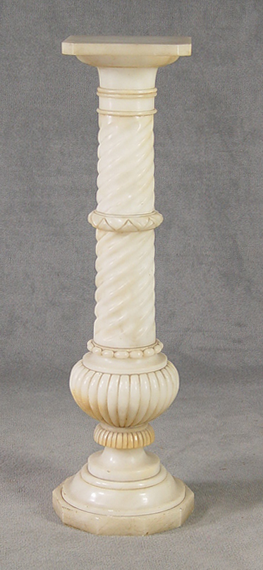 Appraisal: Italian White Marble Pedestal Circa Rope turned shaft with carved