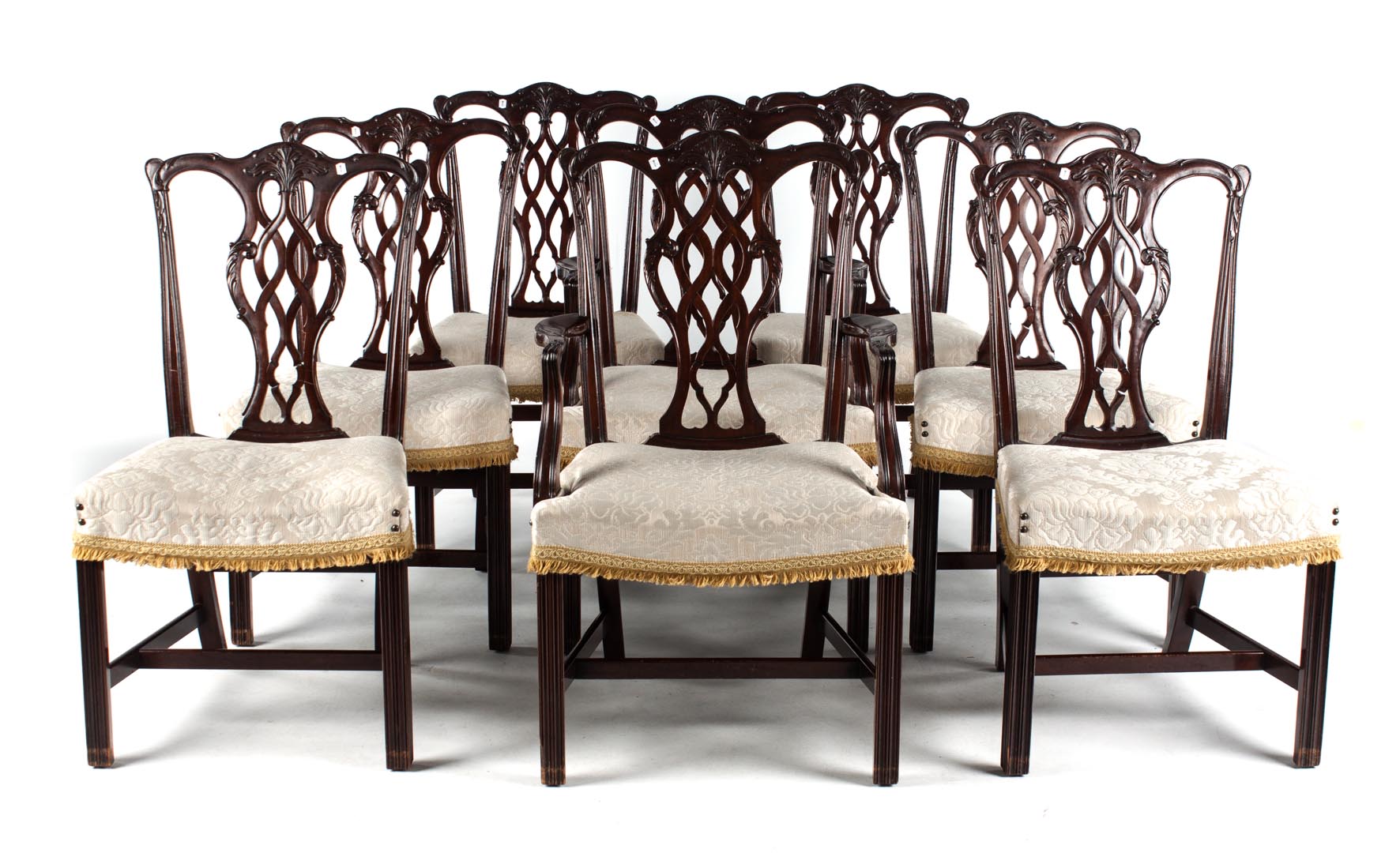 Appraisal: Eight Chippendale style chairs comprising two arms and six sides