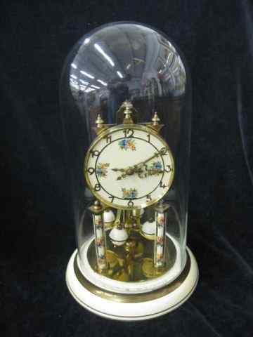 Appraisal: Anniversary Clock dome glass top floral decor not working