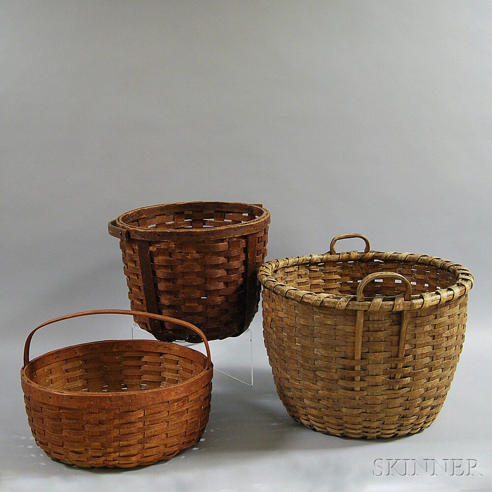 Appraisal: Three Woven Splint Baskets th and th century one with