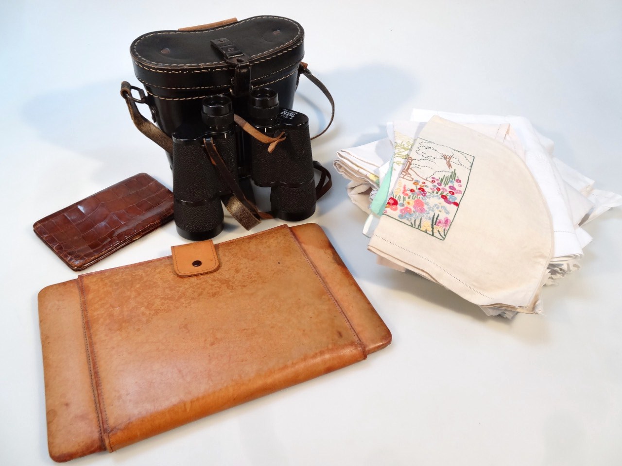 Appraisal: Various items to include a leather crocodile finish document case