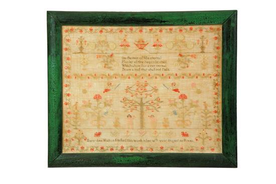 Appraisal: SAMPLER Mary Ann Walton probably England wool and silk on