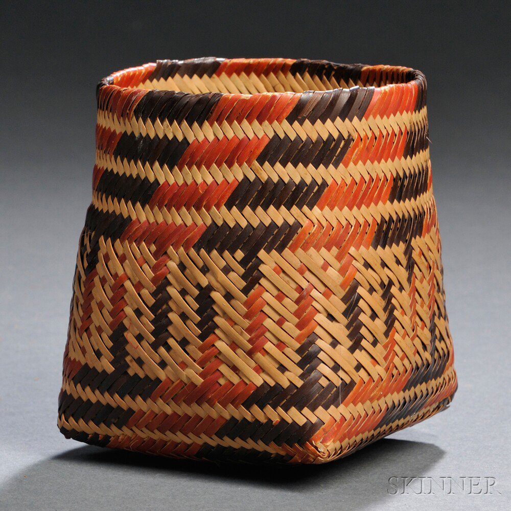 Appraisal: Polychrome Chitimacha basket ht in Estimate - The absence of