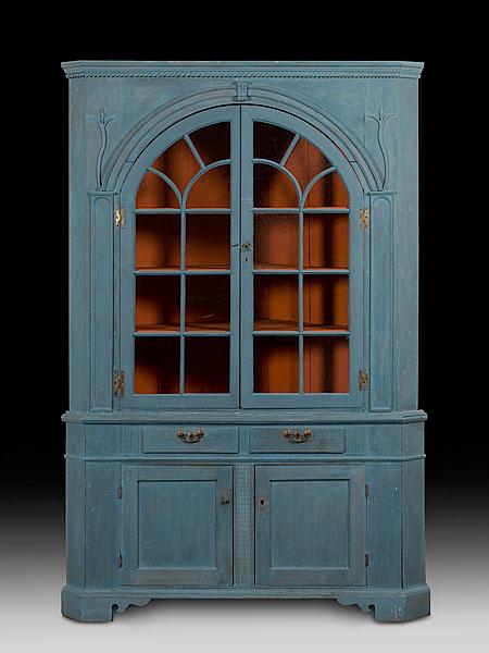 Appraisal: MID-ATLANTIC STATES PAINT-DECORATED CORNER CUPBOARD probably Duchess County New York