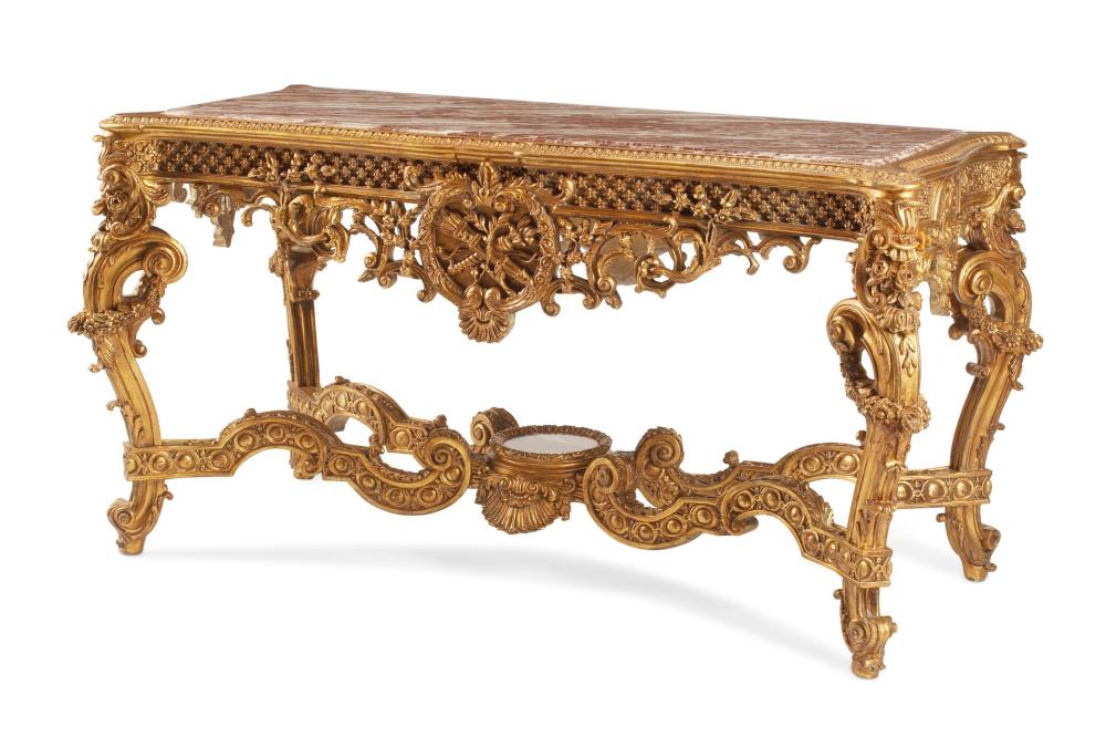 Appraisal: A FRENCH REGENCE-STYLE GILTWOOD SALON TABLEA French Regence-style giltwood salon