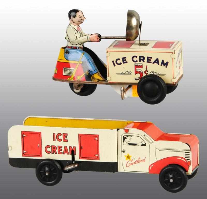 Appraisal: Lot of Courtland Ice Cream Vehicle Toys Description American Working