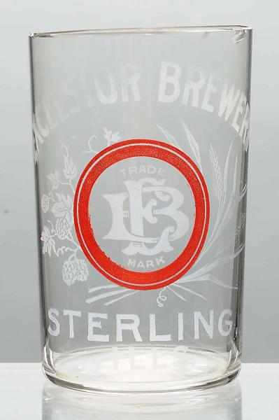 Appraisal: Excelsior Brewery Co Acid-Etched Beer Glass Sterling IL Two-color etching