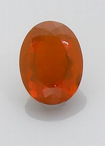 Appraisal: Fire Opal Mexico An oval-faceted gem of deep orange color