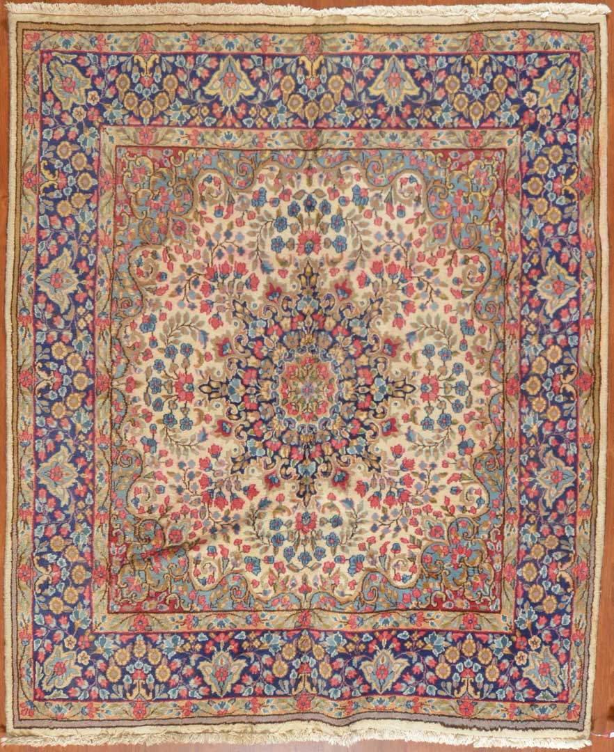 Appraisal: Persian Kerman rug approx x Iran modern Condition Some mildew