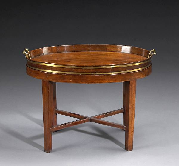 Appraisal: A Dutch brass mounted mahogany tray on later stand th