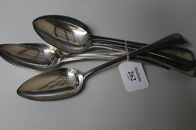 Appraisal: A COLLECTION OF SIX SILVER OLD ENGLISH PATTERN TABLE SPOONS