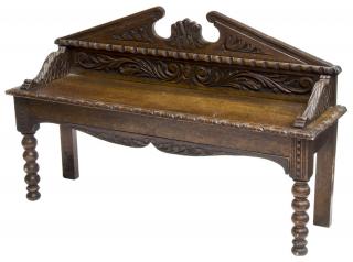 Appraisal: MID-VICTORIAN FOLIATE CARVED BENCH Mid-Victorian bench c a split pediment