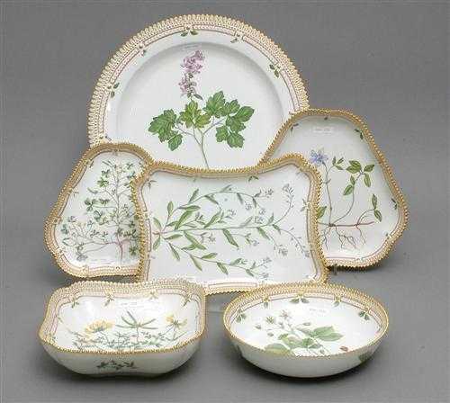 Appraisal: LOT OF 'FLORA DANICA' DISHES Royal Copenhagen th century Decoration