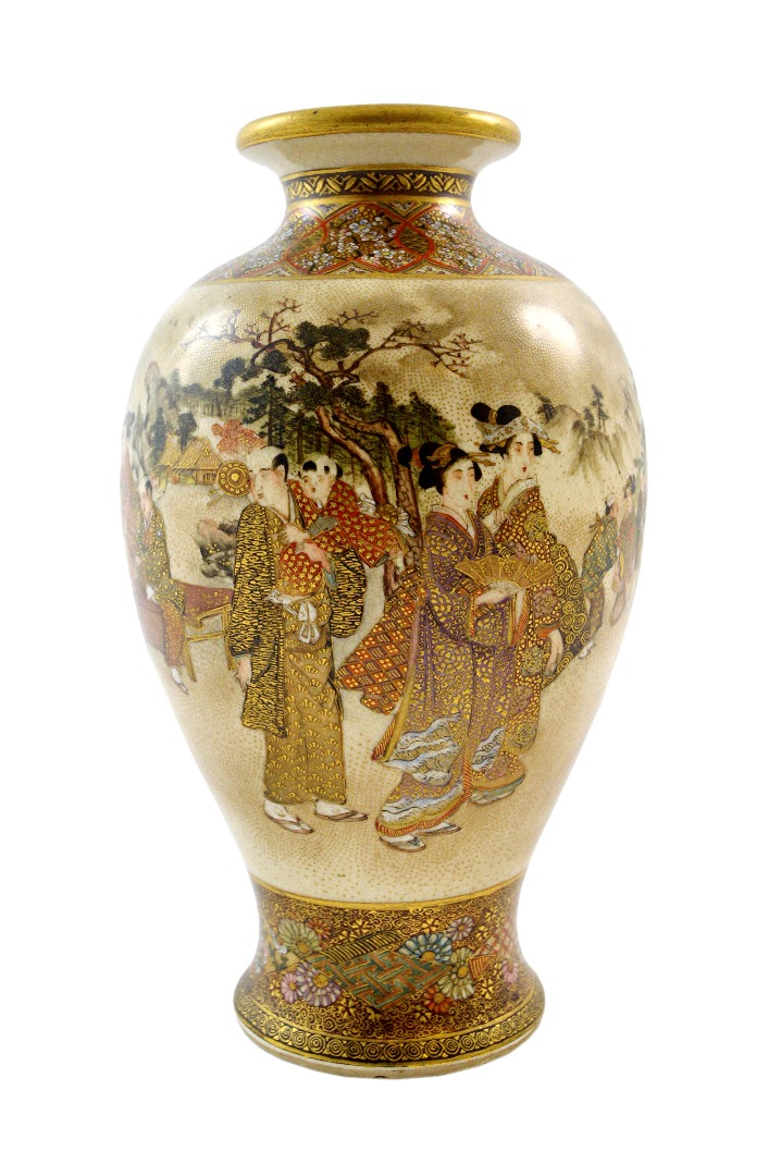 Appraisal: A Japanese satsuma pottery vase Meiji of baluster form the