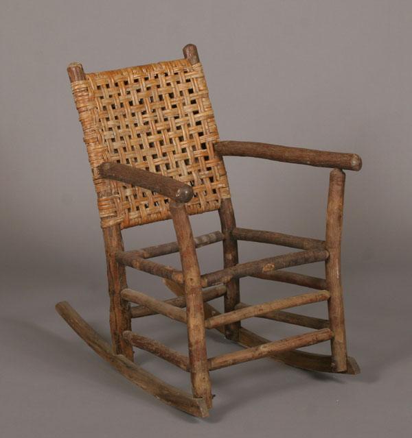 Appraisal: Old Hickory rocking chair with woven back