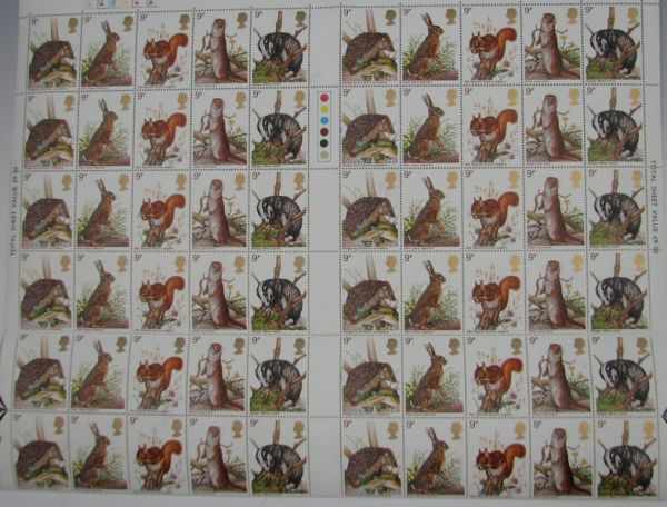 Appraisal: Six Nearly Full Sheets of British Animal Stamps