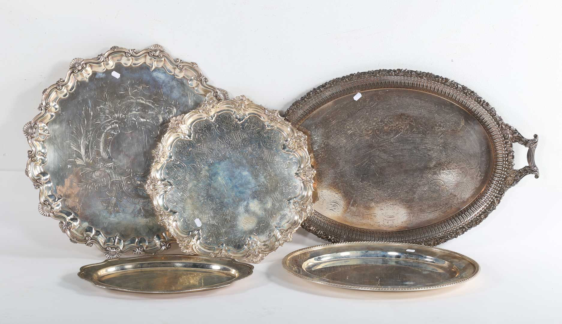 Appraisal: Five silver plated trays Undernumber