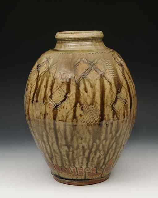 Appraisal: Mike Dodd British b A stoneware ovoid jug with incised