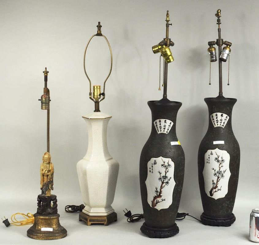 Appraisal: Group Four Table Lamps Group of four table lamps comprising