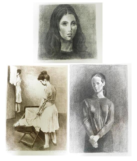 Appraisal: Raphael Soyer American - three unframed black and white lithographs