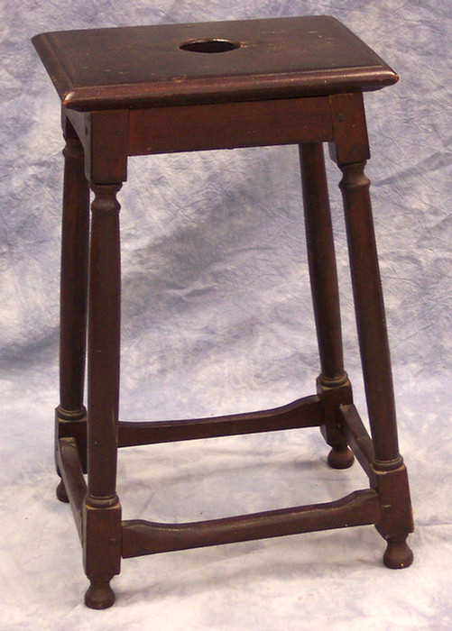 Appraisal: Bench made stretcher base stool carrying handle in top top