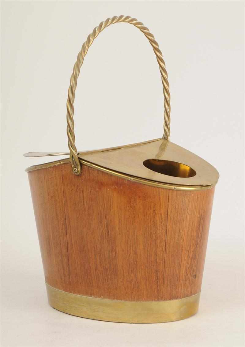 Appraisal: ENGLISH BRASS-MOUNTED ROSEWOOD WINE BOTTLE CARRIER The tapered bowl of