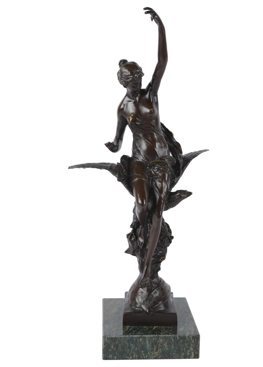 Appraisal: PATINATED BRONZE FIGUREsigned illegibly and inscribed To love is to