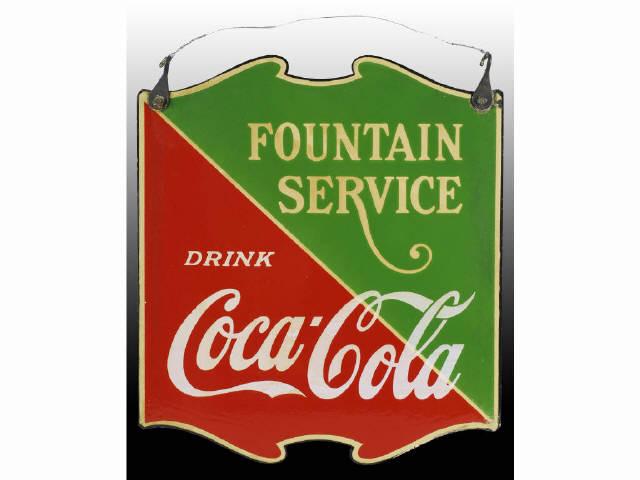 Appraisal: Porcelain -Sided Coca-Cola Fountain Service Sign Description One small bend