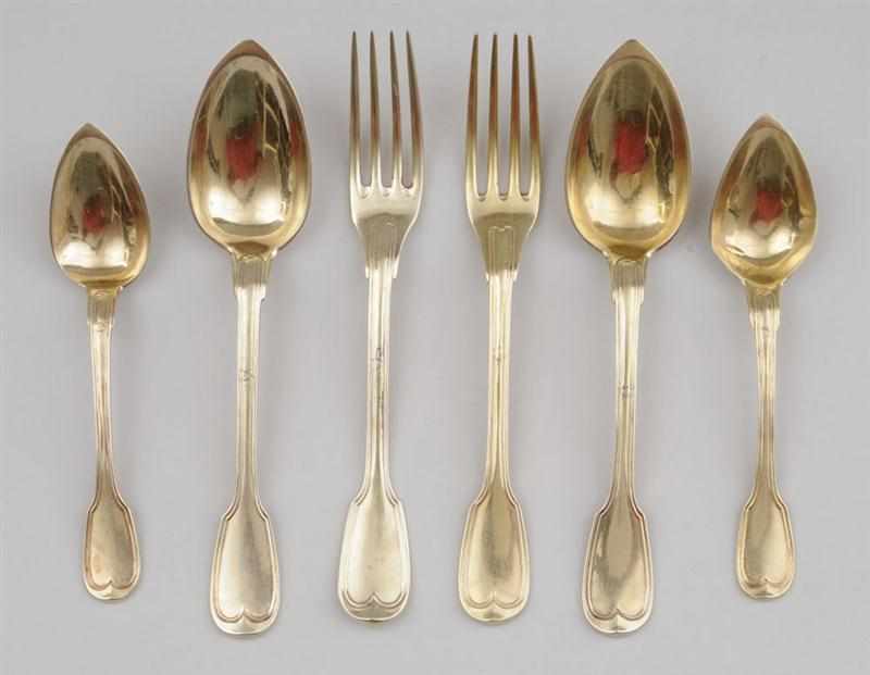 Appraisal: FRENCH MONOGRAMMED SILVER GILT -PIECE PART DESSERT SERVICE IN THE