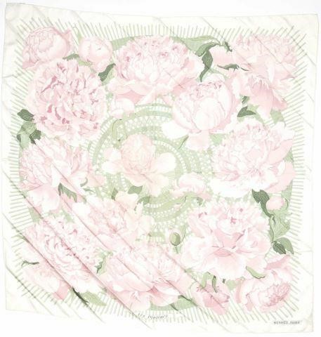 Appraisal: Hermes silk twill scarf Les Pivoines pattern original design by